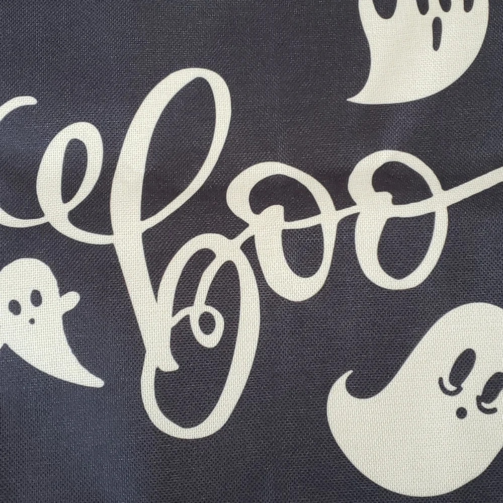 Halloween Pillow Cover • Ghosts Boo Black Off‑White • 18x18 • Linen Look NWOT
